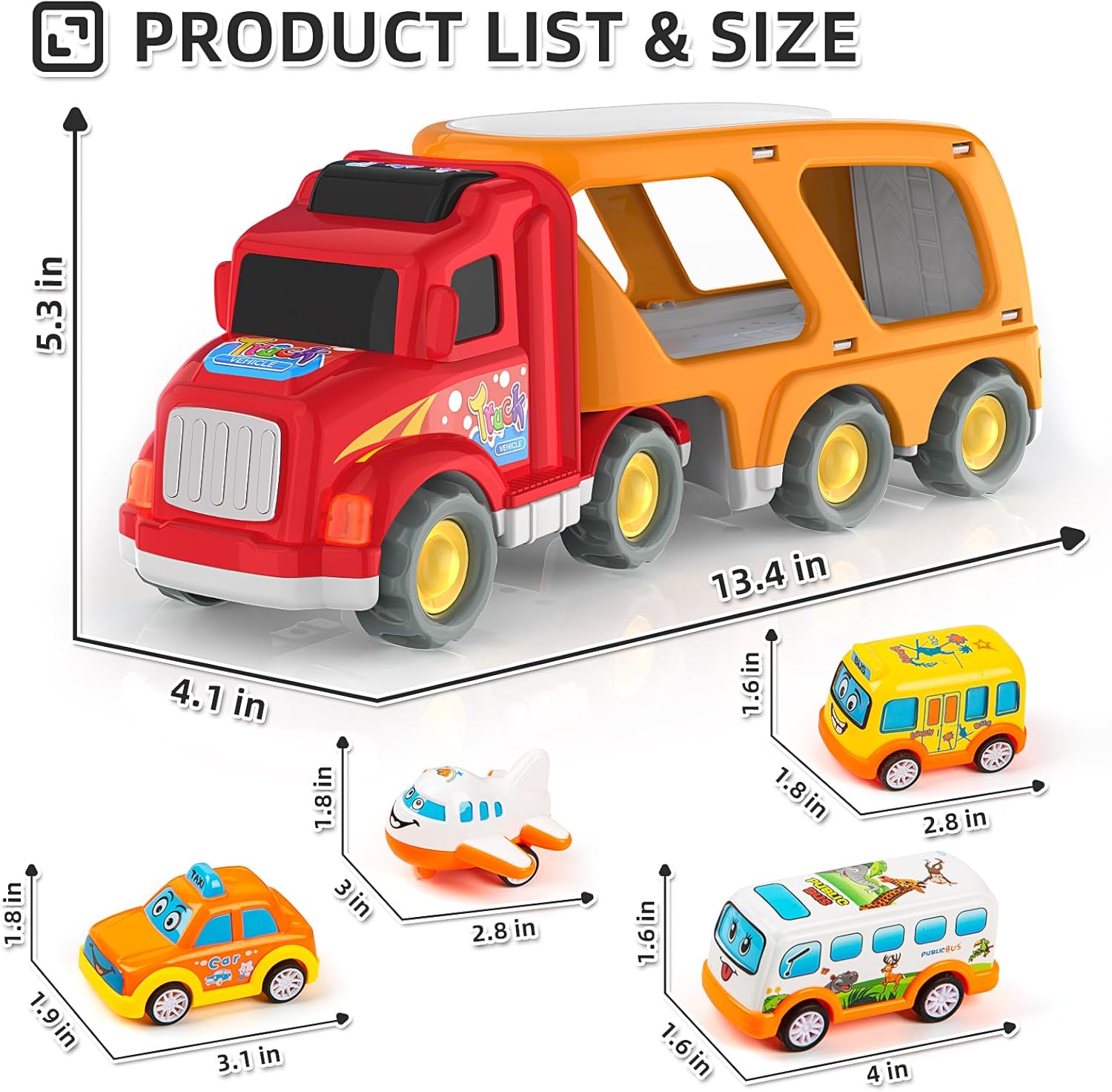 Veslier Toddler Toys Car for Boys Girls Age 2-4 3-5, 5 in 1 Carrier Transport City Vehicles Toys,Kids Toy Cars for Toddlers, Christmas Birthday Gift for Toddlers 3+. - Image 5