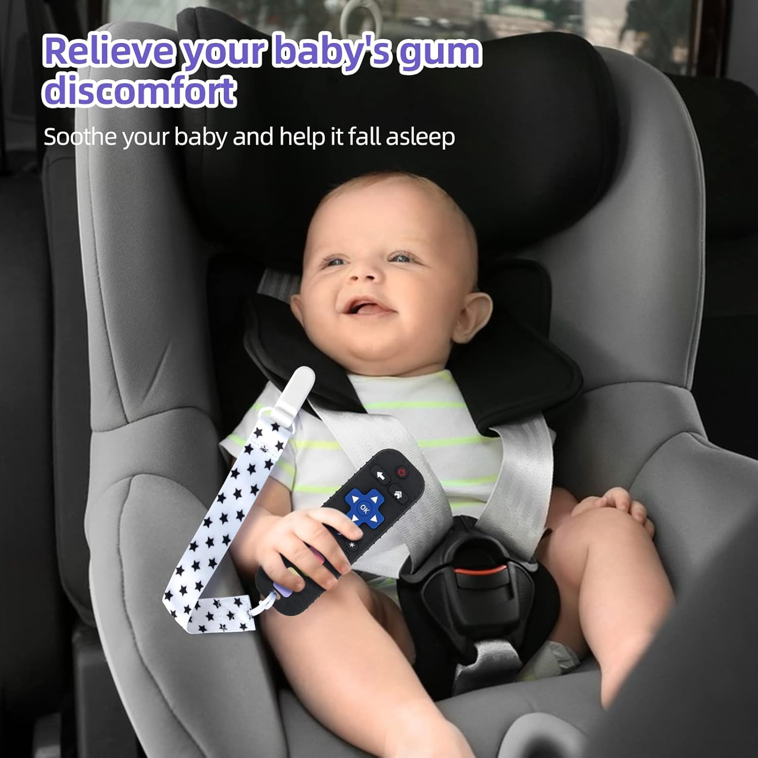 Chuya Baby Teether Toy Chew Toys for Babies 3-24 Months TV Remote Control Shape Teething Relief for Infants (Black) - Image 6