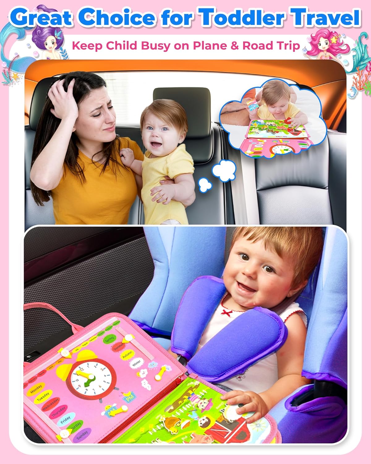 Gojmzo Busy Board Montessori Toys for Toddler Girl Birthday Gifts, Busy Book Sensory Toys for Toddlers, Learning Educational Toddler Travel Activities - Image 5