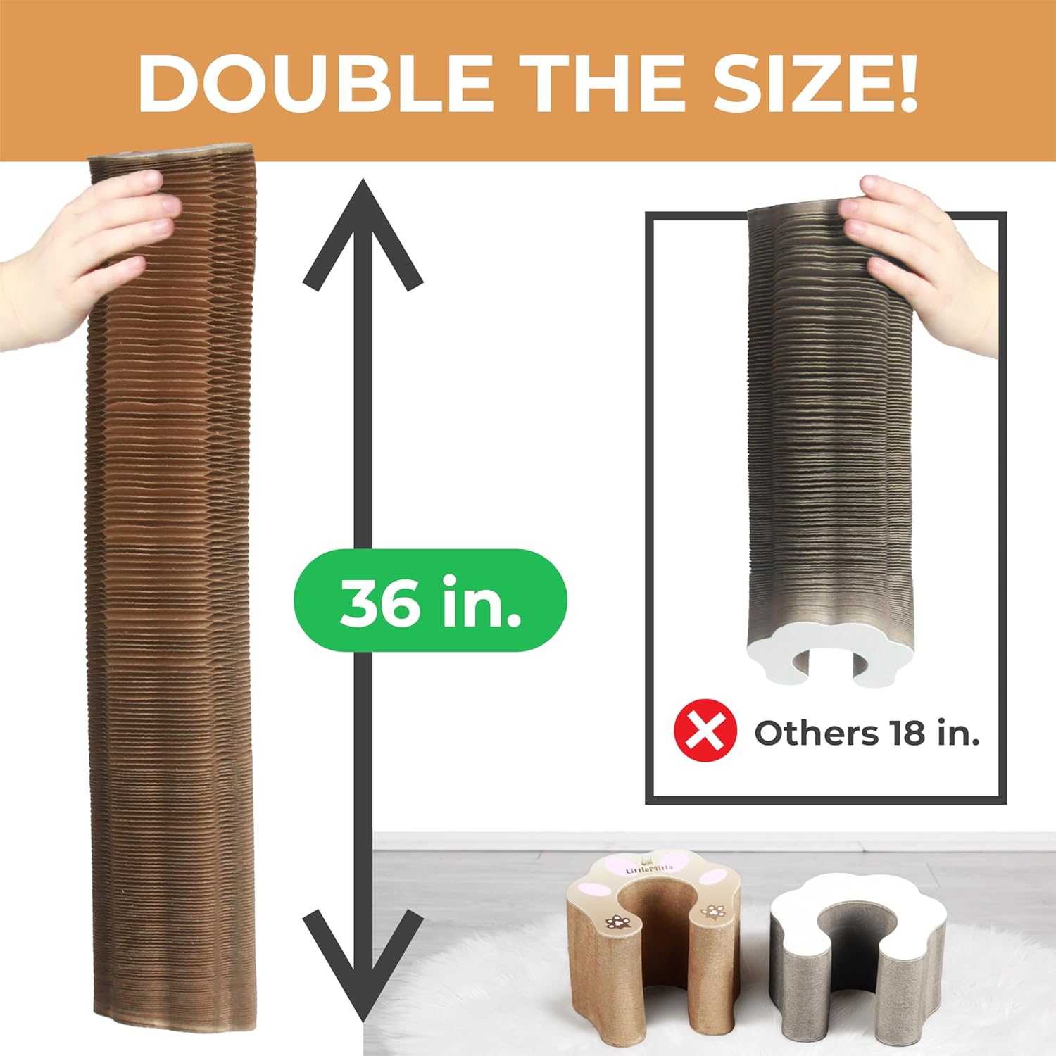 Magic Organ Cat Scratcher Board Toy with Bell Ball and Catnip - Longer, Stretchier Accordion Cardboard Scratching Pad with 4 Strong Magnets - Interactive Fun and Enrichment for Indoor Cats - Image 3