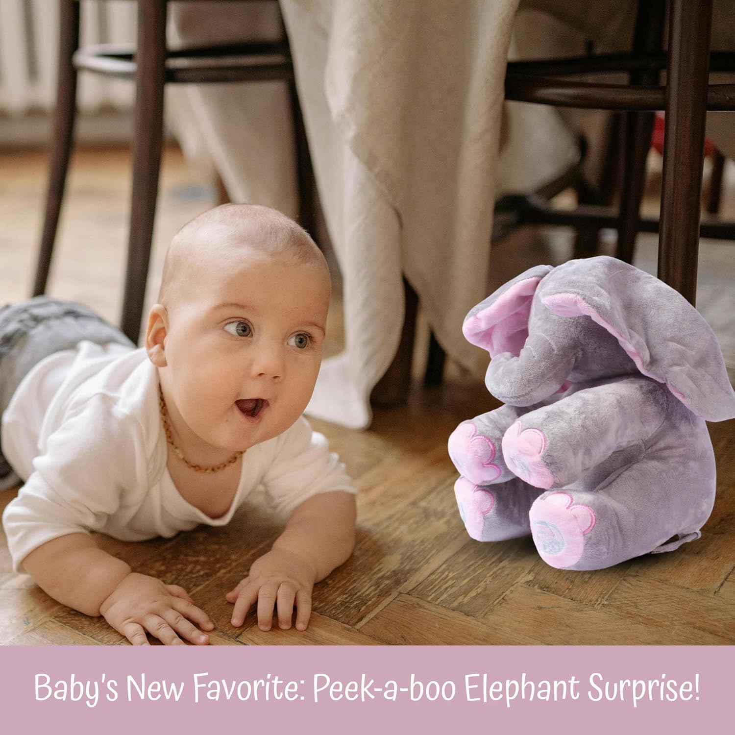Dimple Kaia Peek A Boo Elephant Toy, Interactive Singing Stuffed Animal Plush with Moving Ears, Musical Stuffed Animal for Babies and Toddlers, Adorable Elephant Baby Toy - Image 5