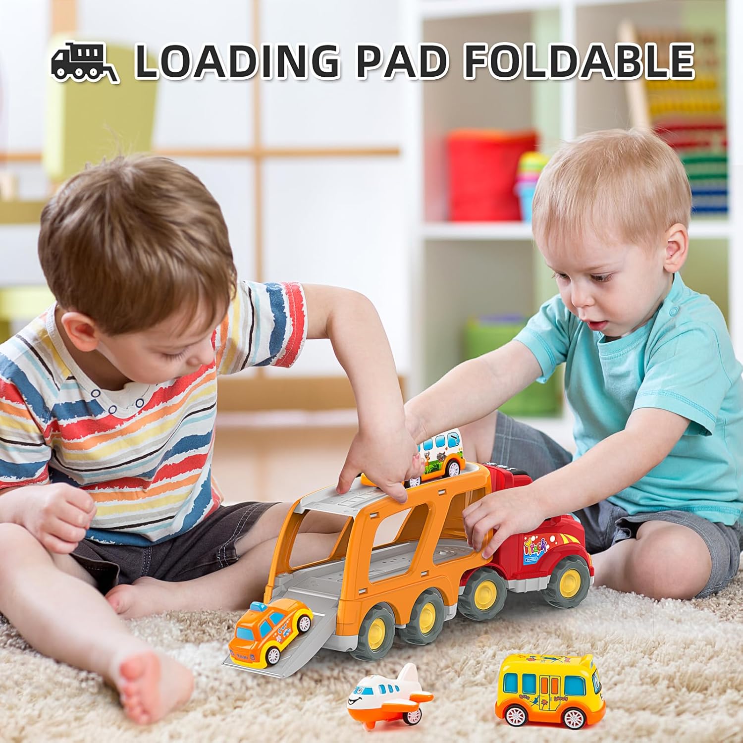 Veslier Toddler Toys Car for Boys Girls Age 2-4 3-5, 5 in 1 Carrier Transport City Vehicles Toys,Kids Toy Cars for Toddlers, Christmas Birthday Gift for Toddlers 3+. - Image 4