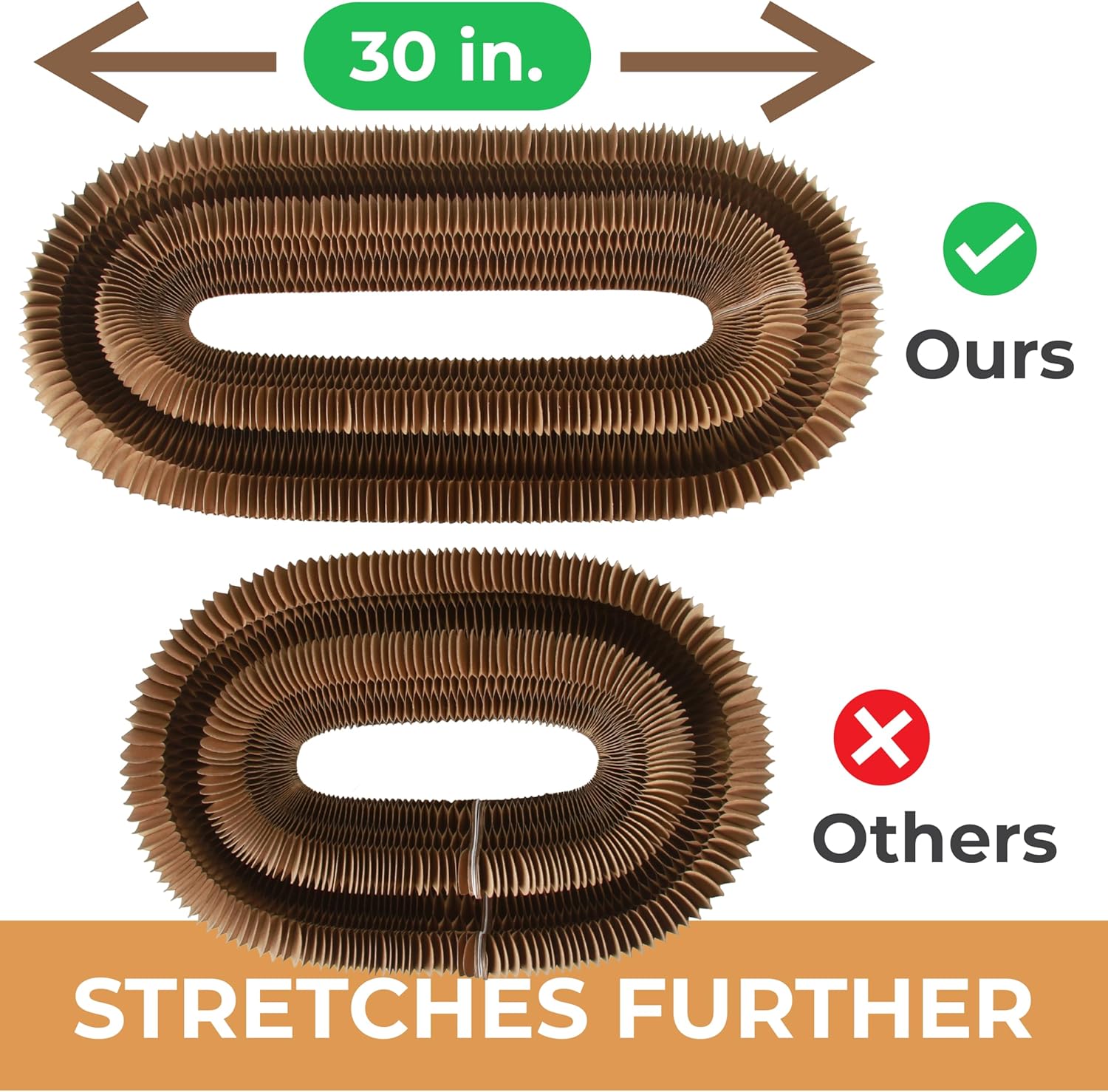 Magic Organ Cat Scratcher Board Toy with Bell Ball and Catnip - Longer, Stretchier Accordion Cardboard Scratching Pad with 4 Strong Magnets - Interactive Fun and Enrichment for Indoor Cats - Image 4