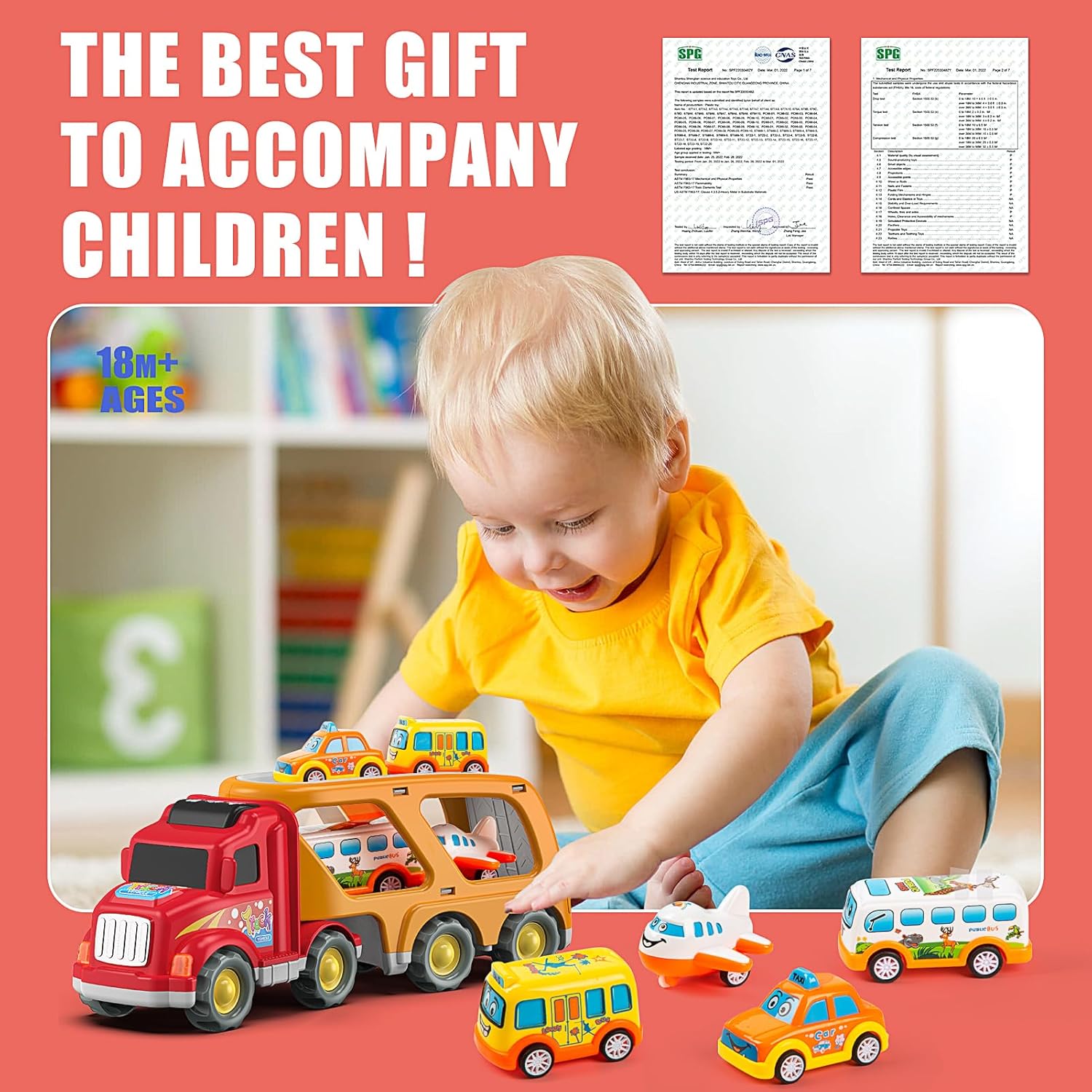 Veslier Toddler Toys Car for Boys Girls Age 2-4 3-5, 5 in 1 Carrier Transport City Vehicles Toys,Kids Toy Cars for Toddlers, Christmas Birthday Gift for Toddlers 3+. - Image 3