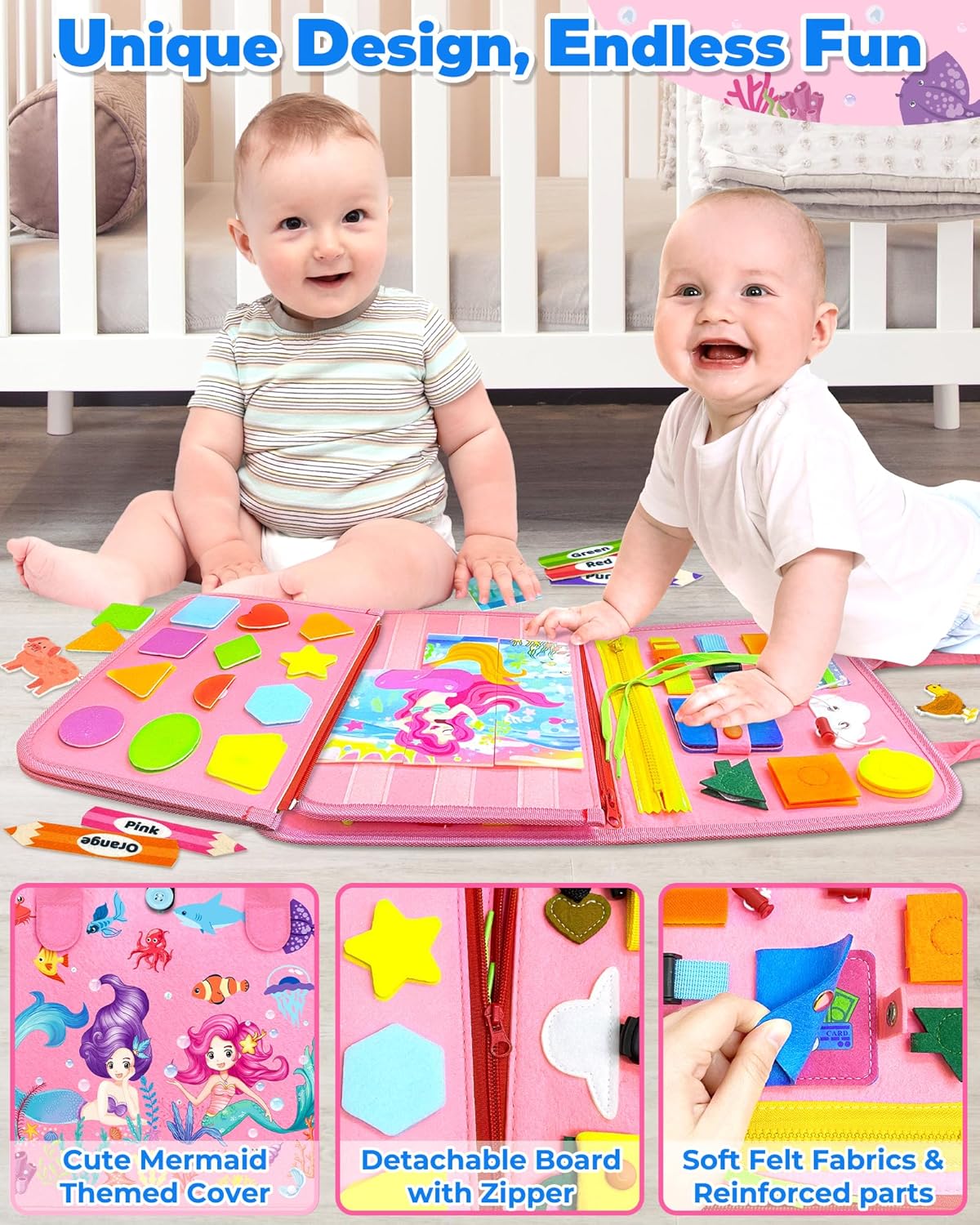 Gojmzo Busy Board Montessori Toys for Toddler Girl Birthday Gifts, Busy Book Sensory Toys for Toddlers, Learning Educational Toddler Travel Activities - Image 3