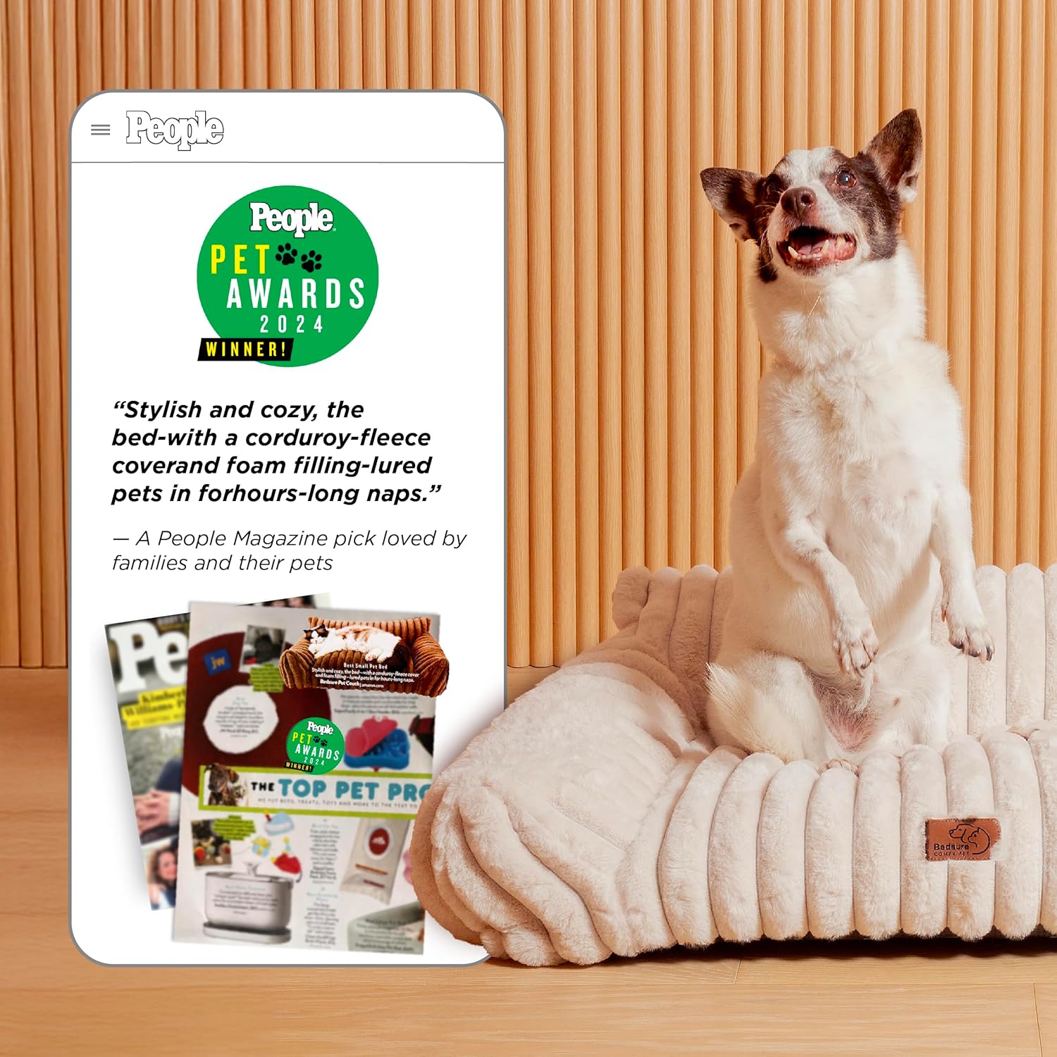 Bedsure ComfyFleece Cute Cat Couch for Pets - Fluffy Cat beds with Premium Soft Corduroy Fleece, Fuzzy Cats beds for Indoor Cats with Removable Washable Cover, Supportive Pet Sofa, 24inch, Cream - Image 5