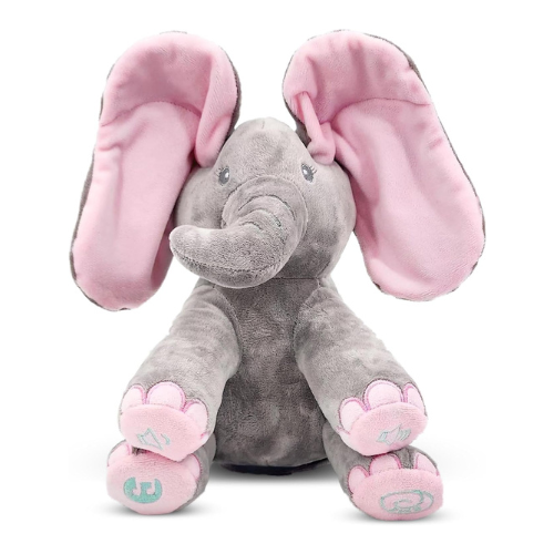 Dimple Kaia Peek A Boo Elephant Toy, Interactive Singing Stuffed Animal Plush with Moving Ears, Musical Stuffed Animal for Babies and Toddlers, Adorable Elephant Baby Toy